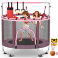 thumbnail image 1 of FEMCHIC 55" Kids Trampoline w/ Net, Trampoline for Kids Age 3-10, Indoor Outdoor Adjustable Small Trampoline for Toddler w/ Swing and Basketball Hoop 400LBS, Pink, 1 of 10