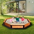 thumbnail image 1 of FUNTOK Large Outdoor Wood Sandbox 85'' × 85'' × 9'' Octagon Wooden Sand Box for Kids with Cover, Ideal for Children Aged 2-6 for Lawn Garden Backyard Beach, 1 of 7