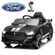 FUNTOK Licensed Ford Mustang GT500 12V 7AH Kids Electric Ride on Car Toy,16" Seater Battery Powered Car Truck with Remote Control,Bluetooth,3 Speeds,LED Headlight,Music Player & Spring Suspension