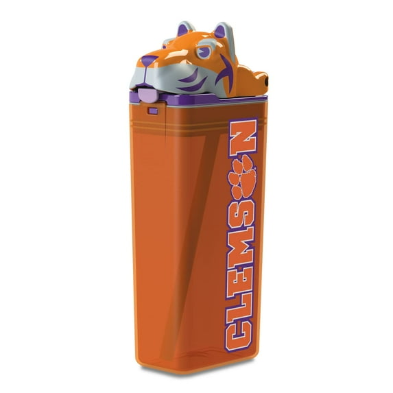 FUNTOPS Reusable Water Bottle | Officially Licensed NCAA Sports Bottle | BPA Free | Dishwasher Safe | Clemson Tiger Mascot | 12 oz Drink in the Box - Clemson University