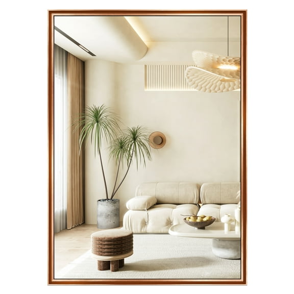 FUNTOUCH 24"x 36" Bathroom Mirror, Wall Mirror with Rectangular Metal Frame, Vanity Wall Mirror Decorative Vintage, Gold