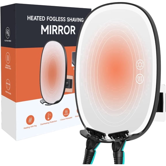 FUNTOUCH Heated Shower Mirror Fogless for Shaving, Anti Fog Mirror for Shower, 3 Color Lights, Razor Holder, 360° Rotation Shaving Mirror for Men and Women