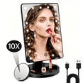 thumbnail image 1 of Funtouch Lighted Makeup Mirror, Adjustable Vanity Mirror with 10X Magnify Mirror 180-Degree Rotation,Black, 1 of 8