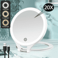 thumbnail image 1 of Funtouch Travel Makeup Mirror with Light, 1X/20X Magnifying with 3 Light Settings & Adjustable Brightness,Rechargeable Folding Compact Double Sides Mirror, White, 1 of 8