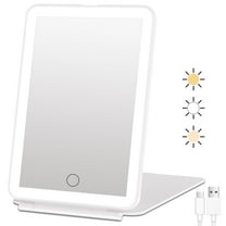 FUNTOUCH Portable LED Lighted Makeup Mirror, Dimmable Touch Control, Foldable Travel Vanity Mirror