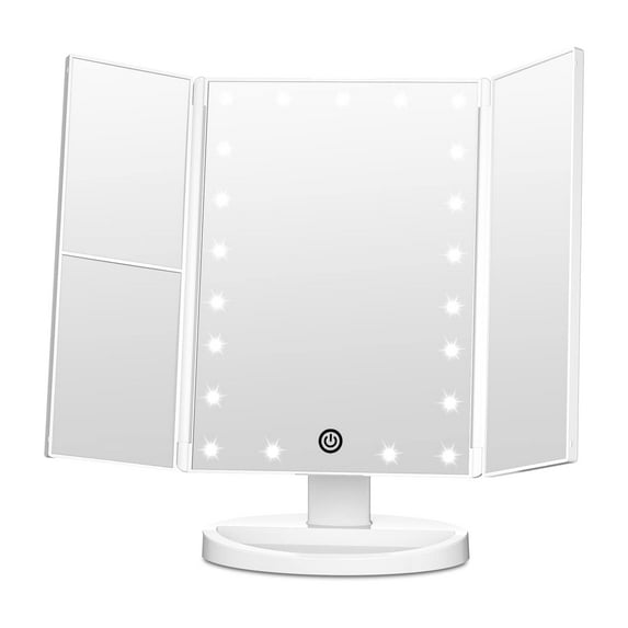 Funtouch Trifold Portable Adjustable Rechargeable Vanity Makeup Mirror, 2X 3X Magnification, LED Lighted