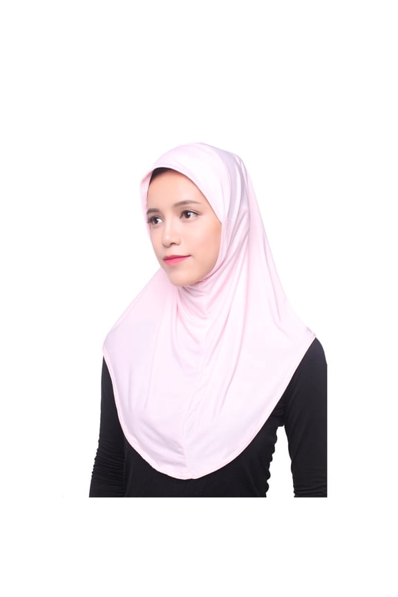 1PC Hijab for women Instant Amira Jersey Headscarf,Soft Stretch Pull On Ready to Wear Islamic Turban,Solid Full Coverage Modest Head Wrap for Muslim Daily Prayer Outdoor Wear Pink One size