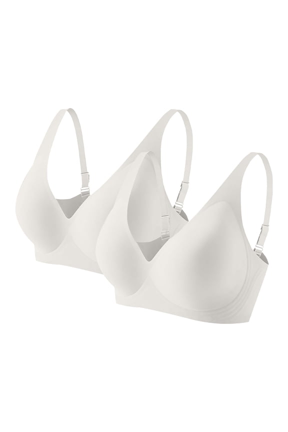 2Pc Deep V Bras for Women No Underwire Seamless Jelly Push Up Bra Ladies Wireless Bralettes Bra,Full Support Lift Bralette Soft Tshirt Bras,Adjustable Straps Soft Stretch Bra for Women