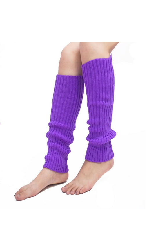 Women Knit Leg Warmers Ribbed Leg Warmers Eighty's Neon Leg Warmers Costume Hot Tall Leg Warmers for Sports 1Pair Fashion Ladies and Girls Fashion Leg Fit for Sport Purple One Size