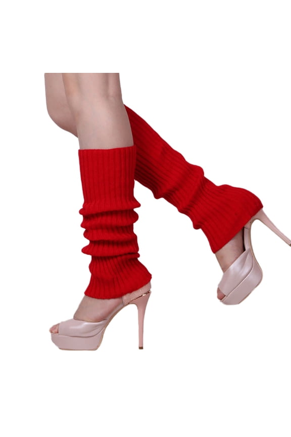 Women Knit Leg Warmers Ribbed Leg Warmers Eighty's Neon Leg Warmers Costume Hot Tall Leg Warmers for Sports 1Pair Fashion Ladies and Girls Fashion Leg Fit for Sport Red One Size