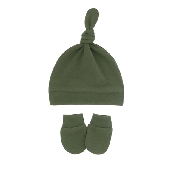 FUNUONY Baby Knot Turban Hats and No Scratch Mittens Newborn Hats Knot Beanie Hats Soft for Infant Baby Girls Boys Caps 0-6 Months Soft Hats Girls for Boys Baby Warm Mittens Winter Gloves S