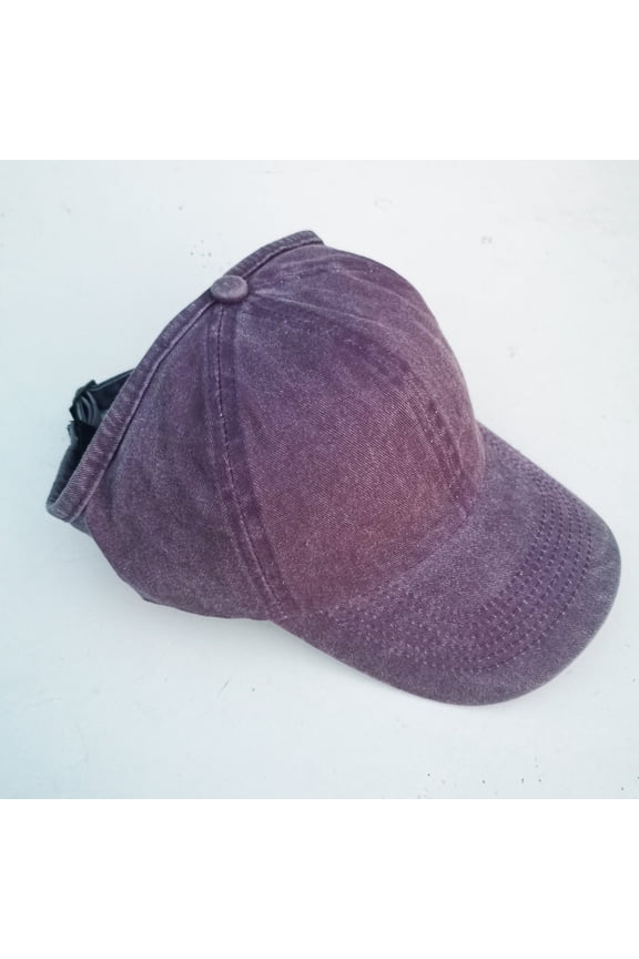 Backless Washed Cotton Ponytail Cap Messy Bun Curly Hair Baseball Caps Women Solid Sunhat Cap Ponytail Washed Sports Sun Visor Running Hats Outdoor Baseball Cap Men Baseball Caps Purple