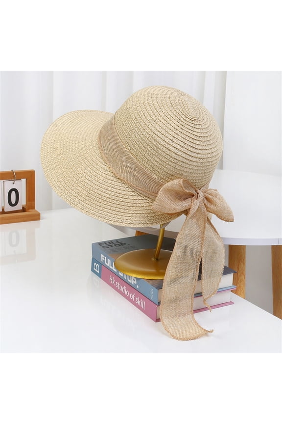Beach Sun Straw Hats for Women, Upf 50+ Uv Sun Protection Wide Brim Summer Straw Hat Foldable Packable Roll Up Cap Women Wide Foldable Roll Up Hat Beach Sun Bow Hat Bg1