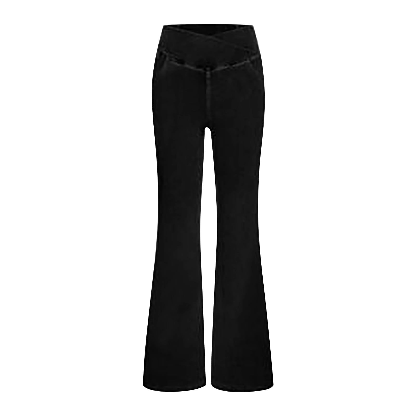 AMRSPENG Women's High Waist Black Bell Bottom Jeans – Stretch Flare Pants, Bootcut, Five-Pocket Design - View #7