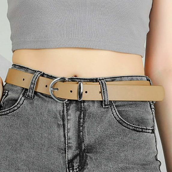 FUNUONY Belts for Women Women's Leather Belts for Jeans Dresses Fashion Buckle Ladies Belt Womens Leather Belts for Jeans Dresses Fashion Gold Buckle Ladies Belt Khaki One Size