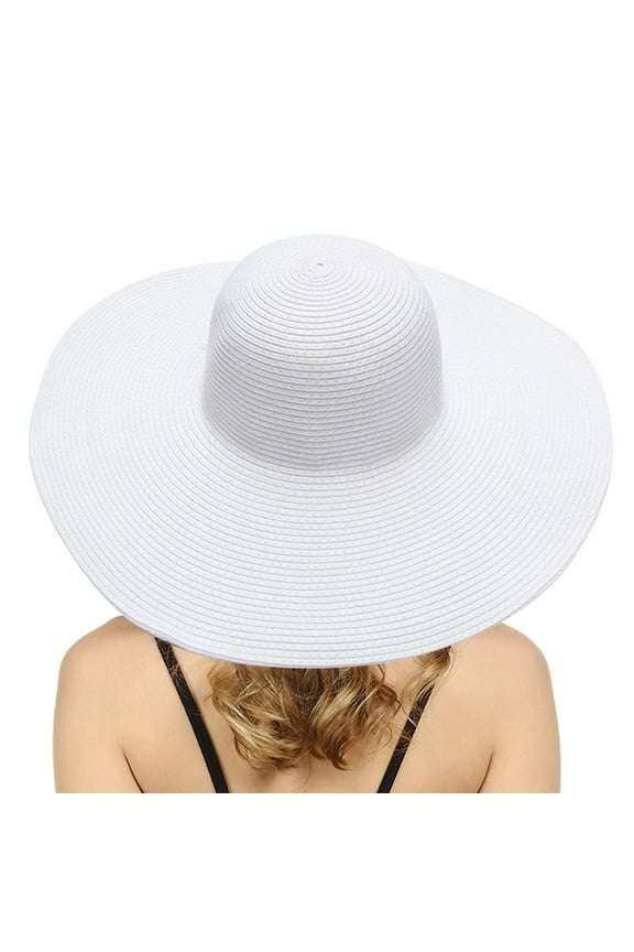 Big Beach Hats for Women Foldable Summer Wide Brim Packable Oversized Sun Hat Lady Girl Travel Straw Cap Wide Bongrace Women Beach Hat Little Girl Sun Cap Foldable Ladies Hats White