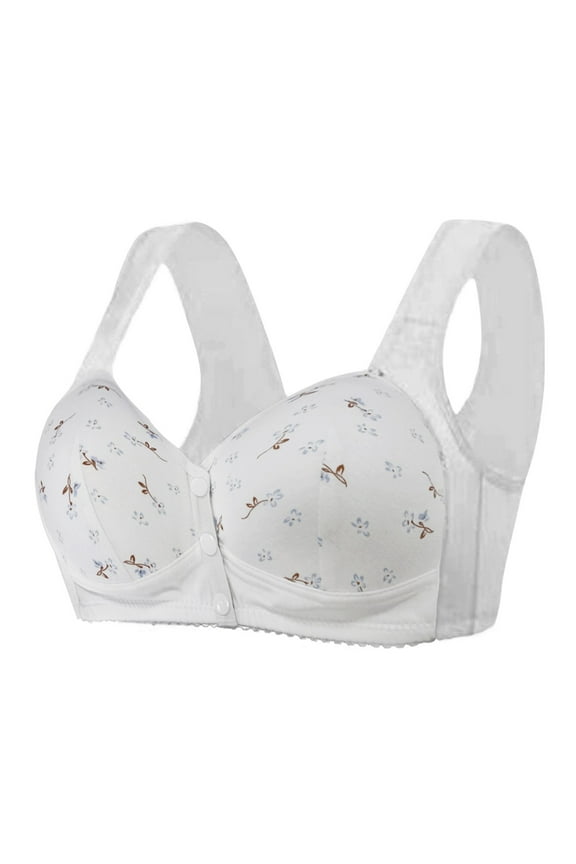 2025 New Daisy Bras for Women, Front Snap Closure Padded Bra for Older Senior Women, No Underwire Comfortable Bra Lace Front Button Shaping Cup Adjustable Shoulder Strap Bra