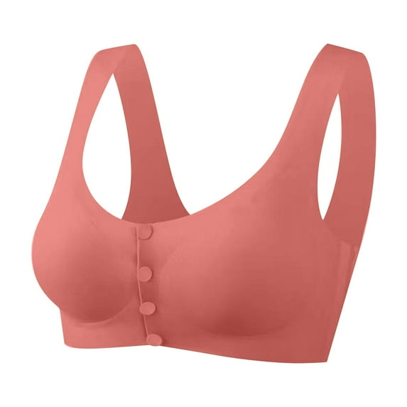 FUNUONY Big Sale!! 2025 New Daisy Bras for Women No Underwire Front Closure Comfort Senior Wireless Snap Closing Bra Women Lace Frongt Button Shaping Cup Adjustable Shoulder Strap Large Size Bra