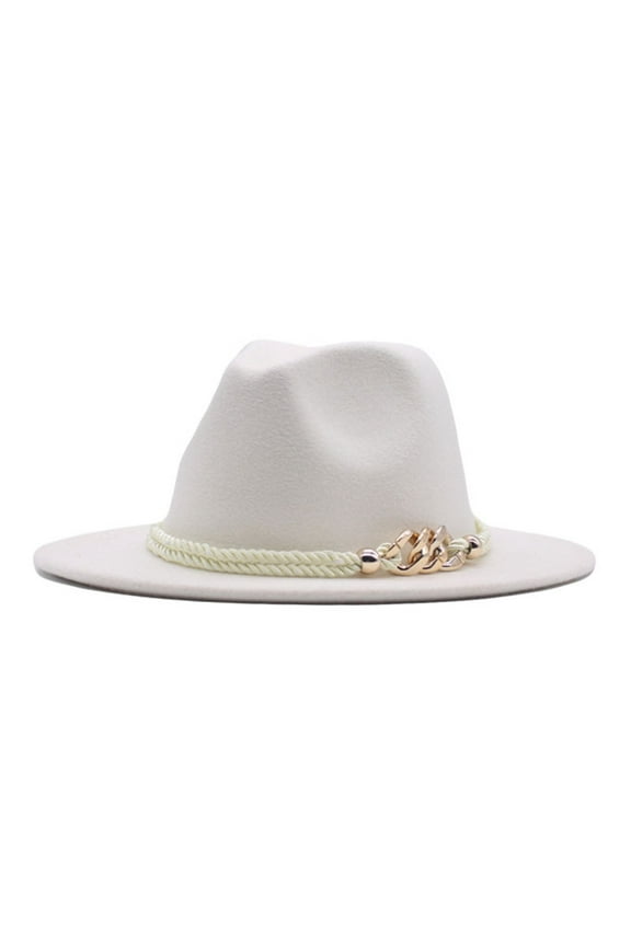Classic Womens Fedora Hat Wide Brim Panama Dress Hat with Shiny Belt Hat Fedora Classic Wide Belt Floppy Wool Womens Hat Panama Buckle Caps White One Size