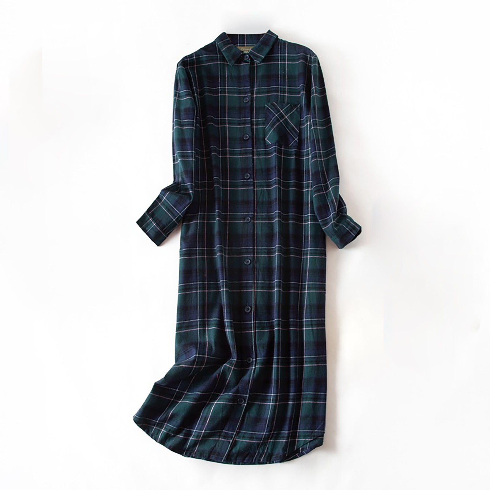 Fruit Of The Loom Women's Long Sleeve Flannel Button Down Pajama Sleepshirt Sizes S 4x