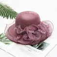 thumbnail image 1 of FUNUONY Women's Party Church Derby Top Hats Organza Sun Visor Cap Ladies Flowers Fascinators Wide Brim Fedoras Party Wedding Tea Fascinator Women's Hat Bridal Caps Purple One Size, 1 of 8