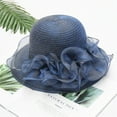 thumbnail image 1 of FUNUONY Women's Party Church Derby Top Hats Organza Sun Visor Cap Ladies Flowers Fascinators Wide Brim Fedoras Party Wedding Tea Fascinator Women's Hat Bridal Caps Navy One Size, 1 of 2