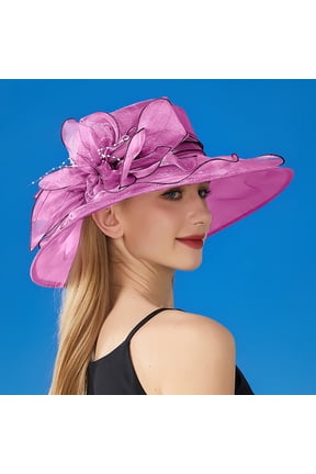 Kentucky Derby Hats for Women 2025 Elegant Tea Party Hats Organza Victorian Hat Church Hats Wedding Fascinator Hat Solid Color Big Flower English Lady Elegant Temperament Sun Hat