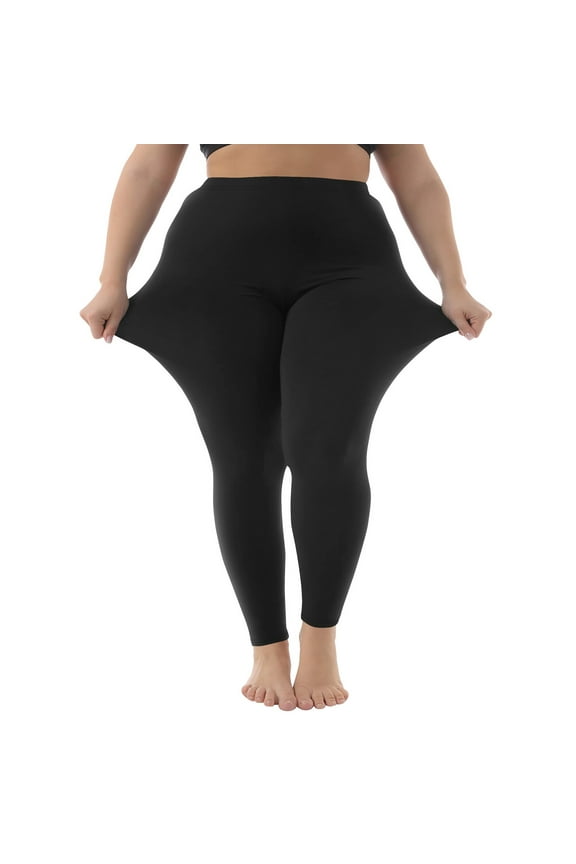 Plus Size Leggings for Women-Stretchy Tummy Control High Waist Workout Yoga Pants Stretch Is Comfort Women's Cotton/Spandex Plus Size Leggings Black 3Xl