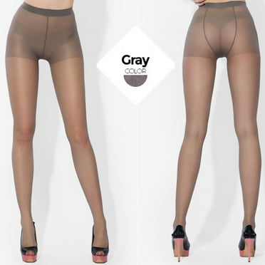 FUNUONY Sheer Stockings Pantyhose for Women Ultra Thin Reinforced Toe High Waist Control Stockings Women'sTransparent Flexible Stockings Long Elastic Plus Pantyhose Grey One Size
