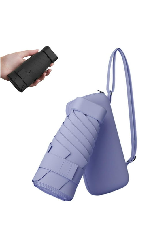 Travel Mini Umbrella for Purse with Case Small Compact Umbrella Sun Lightweight Portable Tiny Pocket Umbrella with Case Parasol Umbrella for Women Girl Purple One Size