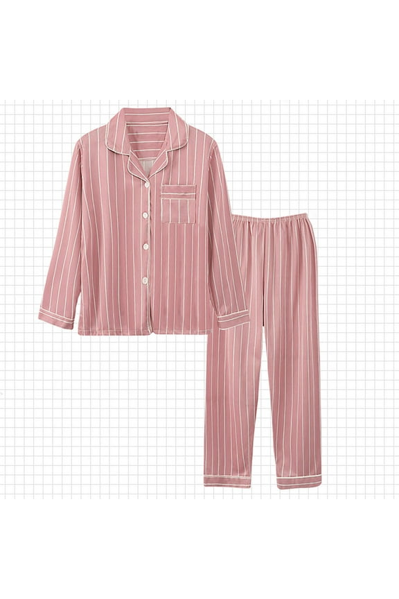 Womens Cotton Pajama Sets Long Sleeve Button Down Shirt and Pants Sleepwear 2 Piece Gingham Pj Set Pajamas Women Long Sleeve Lapel Vest Suit Trousers Plus Size Home Service Wine L