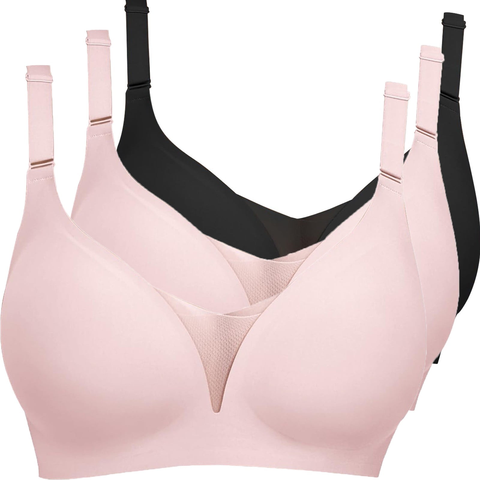 FUNUONY Bra for Women 2025 New 3 Piece Set of Wireless Bra Lace V Neck ...