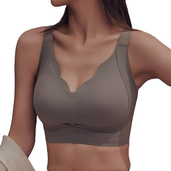 FUNUONY Bra for Women Anti Sagging Breasts Support Pushup Lifting Bras for Older Women Wireless Comfortable No Underwire Bra Full Support Lift Bralette Everyday Seamless Tshirt Bras Grey 3Xl