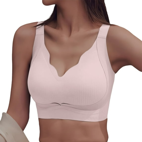 FUNUONY Bra for Women Anti Sagging Breasts Support Pushup Lifting Bras for Older Women Wireless Comfortable No Underwire Bra Full Support Lift Bralette Everyday Seamless Tshirt Bras Pink Xxl