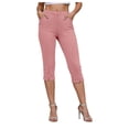 thumbnail image 1 of FUNUONY Capri Pants for Women Slim Fit Comfy Workout Capris Sweatpants with Pockets Pants for Women Elastic Waisted Summer Yoga Work Cropped Trousers with Pockets Pink Xxl, 1 of 7
