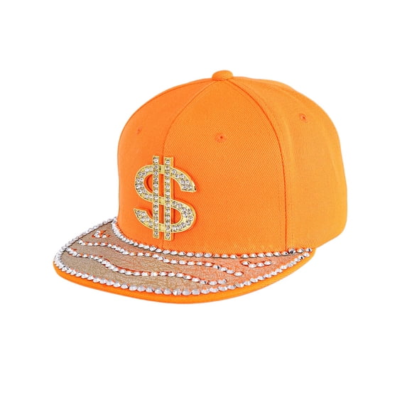 FUNUONY Caps for Men Blended Fabric Sparkle Denim Hat Snapback Cap Fashion Streetwear Cap Adjustable Visor Hat Curved Brim Baseball Cap Unconstructed Plain Cap Men Women Orange One Size