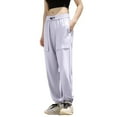 thumbnail image 1 of FUNUONY Cargo Pants for Women High Waisted Casual Pants Baggy Loose Wide Leg Y2K Streetwear with Pockets Pants Thin Loose Breathable Quick Drying Pants Casual Closure Sports Ankle Pants Light Violet S, 1 of 4