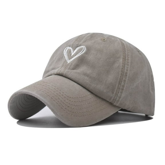 FUNUONY Classic Structured Baseball Cap Adjustable Snapback Ball Caps for Heart Print Embroidery Running Workouts Outdoor Washed Golf Dad Hat Adjustable Cap Sun Washable Beach Outdoors Visors Beige