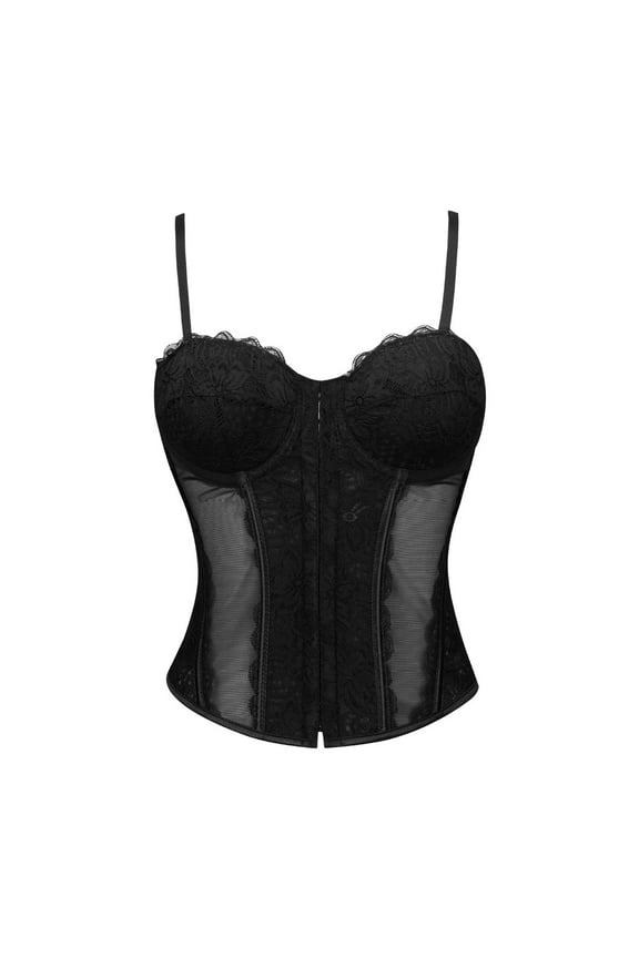 Corset Tops for Women Going Out Vintage Corset Crop Tube Top Bodyshaper Lace Corset Tops for Women Lace Bustier Corset Top with Straps Women Corset Going Out Crop Top Black Xs