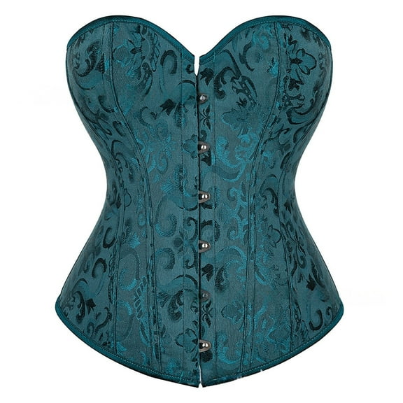 FUNUONY Corset Tops for Women Going Out Vintage Strapless Corset Crop Tube Top Bodyshaper Women's Bustier Corset Top Sets Black Satin Waist Cincher Blackish Green L