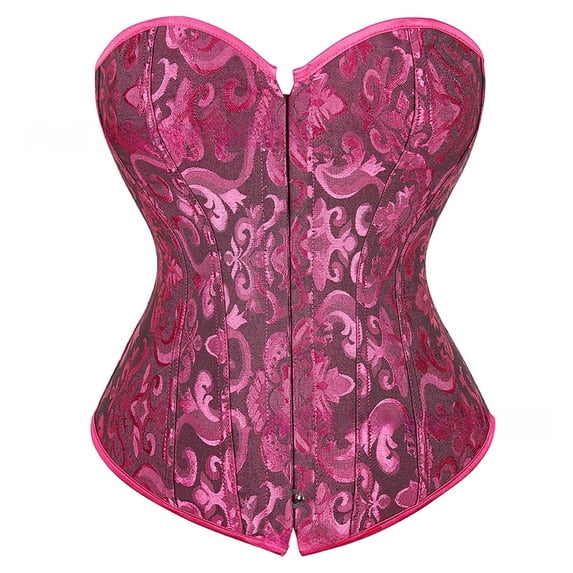 FUNUONY Corset Tops for Women Going Out Vintage Strapless Corset Crop Tube Top Bodyshaper Women's Bustier Corset Top Sets Black Satin Waist Cincher Watermelon Red 7Xl