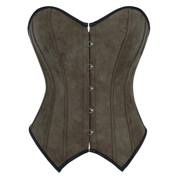 FUNUONY Corset Tops for Women Going Out Vintage Strapless Corset Crop Tube Top Bodyshaper Women's Satin Corset Bustier Print Boned Overbust Corset Top Black Satin Waist Cincher Brown L