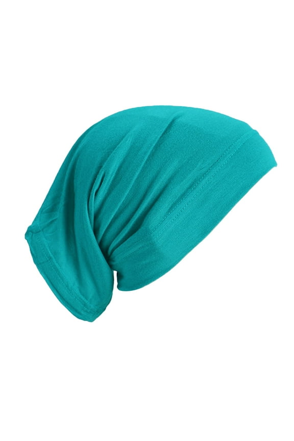 Cotton Thin Slouchy Beanie Hat for Men Women Slip Pre Tied Head Scarves Turban Caps Head Wrap Fashion Soft Stretch Knit Skull Cap Beanie Hats for Men and Women Blue One Size