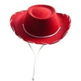 thumbnail image 1 of FUNUONY Cowboy Hat Felt Wide Brim Hat for Adult Decorate Party Holiday Cowboy Hat Cap Western Cowboy Theme Parties Costume Accessories Owboy Hat with Neck Drawstring Red One Size, 1 of 4
