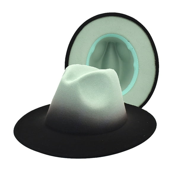 FUNUONY Fedora Hats for Men & Women Wide Brim Felt Hat Dress Panama Hat Two Tone Fedora Classic Dress Panama Hat Color Gradient Jazz Hat Women's Fashion Woolen Top Hat Hat Men's Outdoor Visor Hat Mg1
