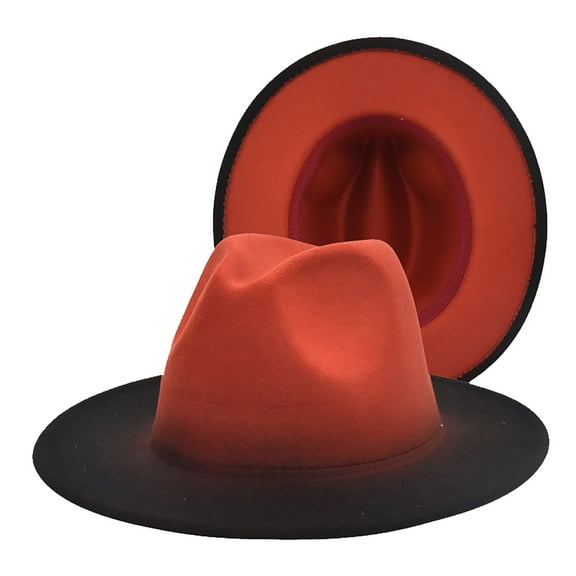 FUNUONY Fedora Hats for Men & Women Wide Brim Felt Hat Dress Panama Hat Two Tone Fedora Classic Dress Panama Hat Gradient Jazz Hat Women's Fashion Woolen Top Hat Hat Men's Outdoor Visor Hat Brown