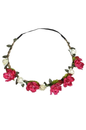 Flower Crowns Floral Headbands Garland Bridal Bridesmaid Women Girls Teens Kids Headpiece for Hawaiian Party Wedding Beach Festival Ladies Flower Hair Head Festival Party Floral Garland