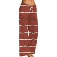 thumbnail image 1 of FUNUONY Flowy Wide Leg Palazzo Pants for Women - High Waist Casual Beach Lounge Stripe Pants Loose Dress Pants Stretchy Trousers Casual Loose Pants Comfy Work Pants Elastic Paper Bag Pants Wine Xl, 1 of 9