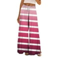thumbnail image 1 of FUNUONY Flowy Wide Leg Palazzo Pants for Women - High Waist Casual Beach Lounge Stripe Pants Loose Dress Pants Stretchy Trousers Dress Pants Petite Wide Leg Summer Beach Casual Trousers Hot Pink Xxl, 1 of 5