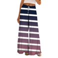 thumbnail image 1 of FUNUONY Flowy Wide Leg Palazzo Pants for Women - High Waist Casual Beach Lounge Stripe Pants Loose Dress Pants Stretchy Trousers Dress Pants Petite Wide Leg Summer Beach Casual Trousers Purple S, 1 of 5